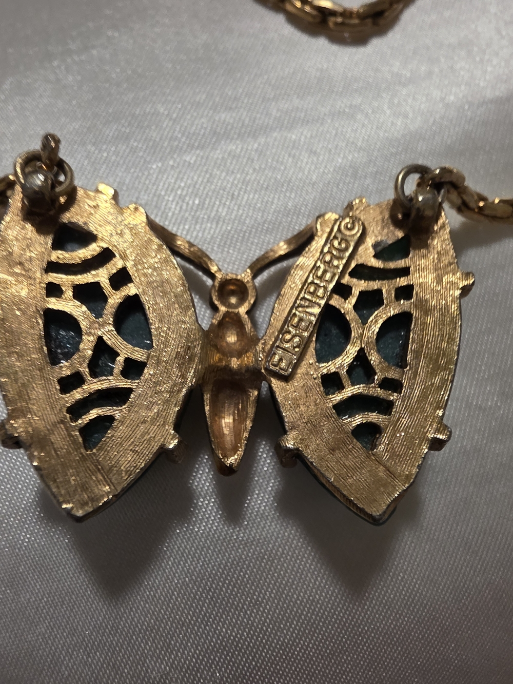 Eisenberg Gold-Tone Butterfly Necklace with Teal Accents